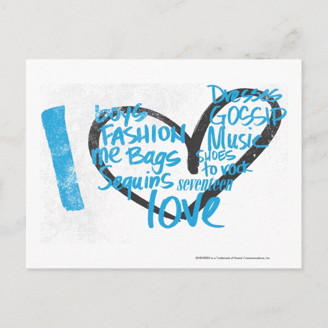 I Heart Graffiti Aqua Postcard (Front)