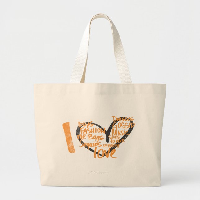 I Heart Graffiti Orange Large Tote Bag (Front)