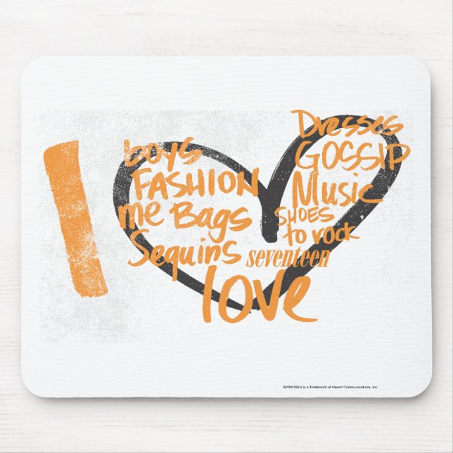 I Heart Graffiti Orange Mouse Pad (Front)