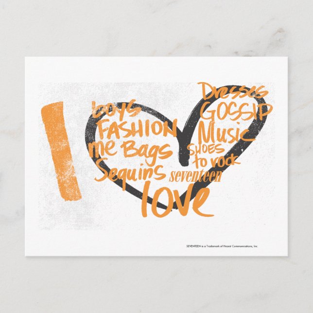 I Heart Graffiti Orange Postcard (Front)
