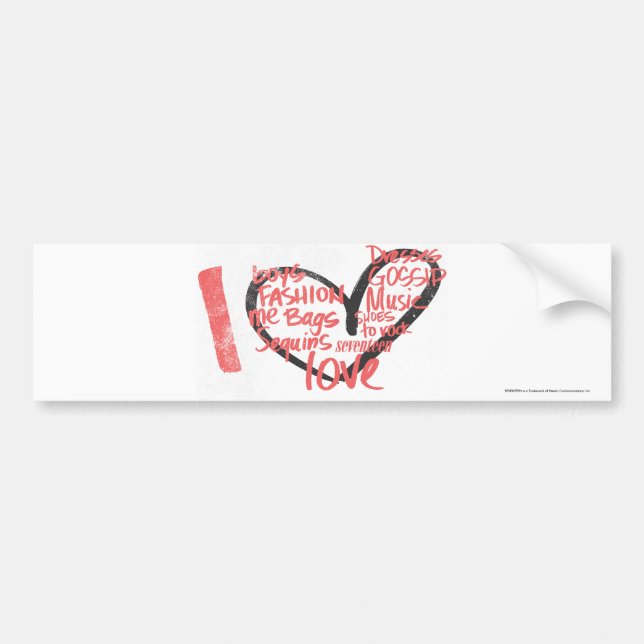 I Heart Graffiti Pink Bumper Sticker (Front)