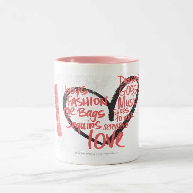 I Heart Graffiti Pink Two-Tone Coffee Mug (Center)