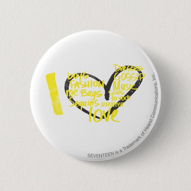 I Heart Graffiti Yellow 6 Cm Round Badge (Front)