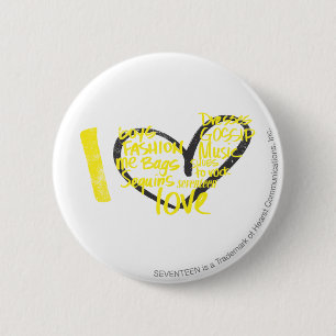 I Heart Graffiti Yellow 6 Cm Round Badge