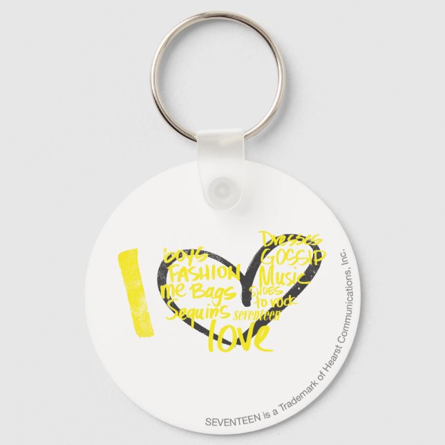 I Heart Graffiti Yellow Key Ring (Front)