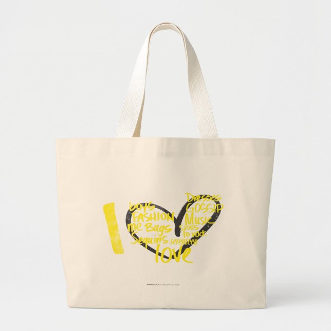 I Heart Graffiti Yellow Large Tote Bag (Front)