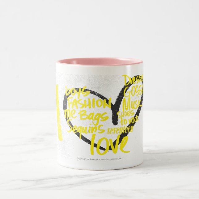I Heart Graffiti Yellow Two-Tone Coffee Mug (Center)