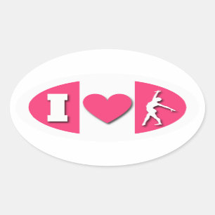 I Heart Gymnastics Oval Sticker