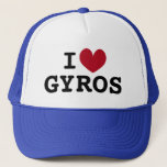 I heart Gyros Greek food lover trucker hat<br><div class="desc">I heart Gyros Greek food lover trucker hat. Cool cap for love of Greek cuisine. Available in blue and other colours. Great for chef,  cook,  friends,  family etc.</div>