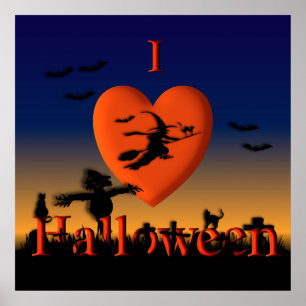 I Heart Halloween Artistic Poster Print