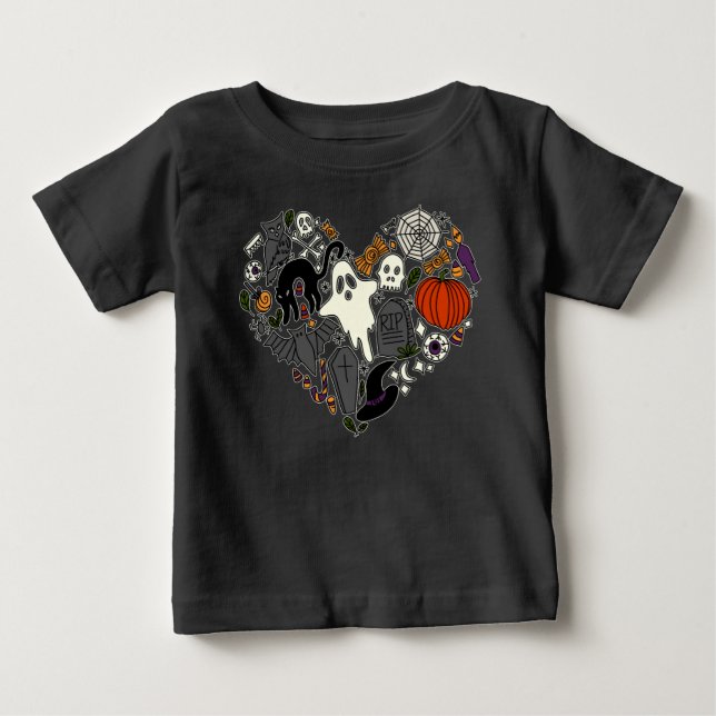 I Heart Halloween Holiday Graphic Casual Costume Baby T-Shirt (Front)