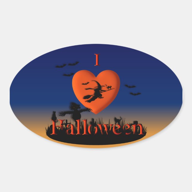 I Heart Halloween - New Twist Oval Sticker (Front)