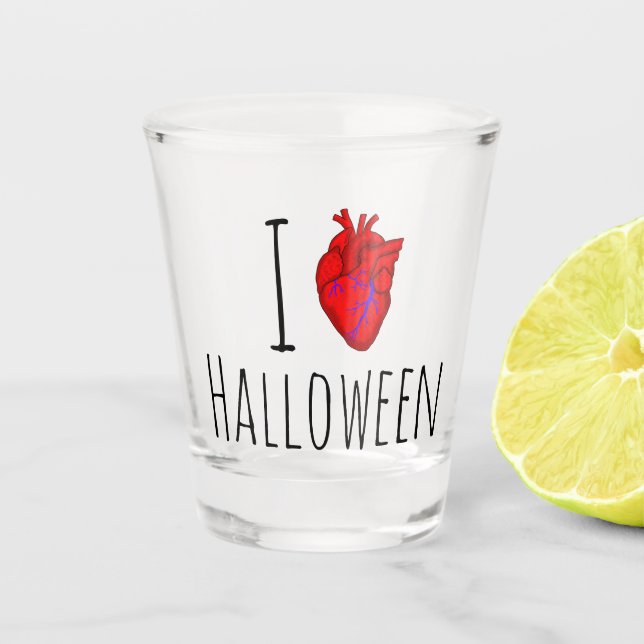 I Heart Halloween Shot Glass (Front)