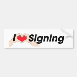 I heart Hands Signing Bumper Sticker