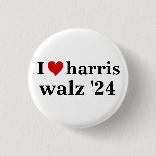 i heart harris walz 2024 election president    3 cm round badge