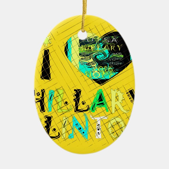 I Heart Hillary Clinton: Graffiti Expression Art Ceramic Tree Decoration (Front)