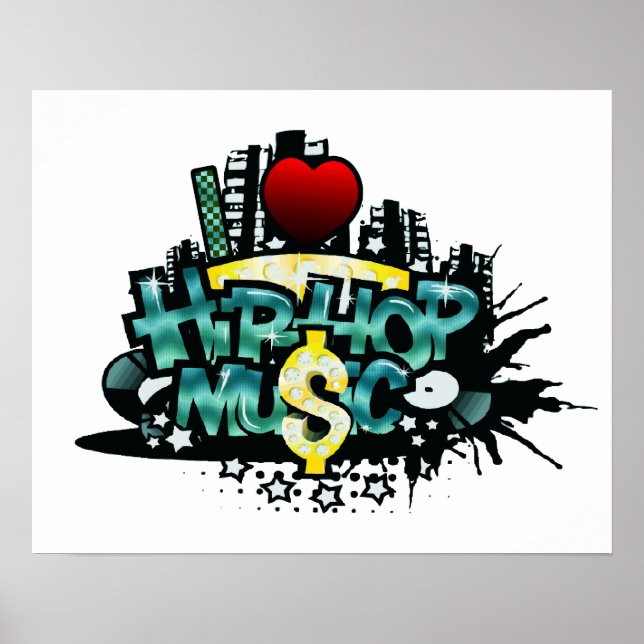 I Heart Hip Hop Music Poster (Front)