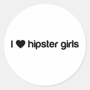 I (heart) hipster girls classic round sticker