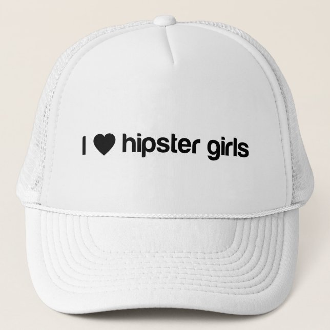 I (heart) hipster girls trucker hat (Front)