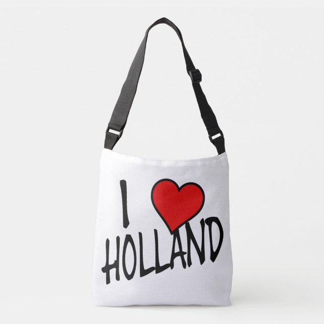 I Heart Holland bk on wt cbbcnt Crossbody Bag (Front)