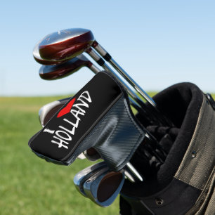 I Heart Holland wt on bk pccnt Golf Head Cover