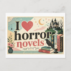 "I [Heart] Horror Novels" Postcard