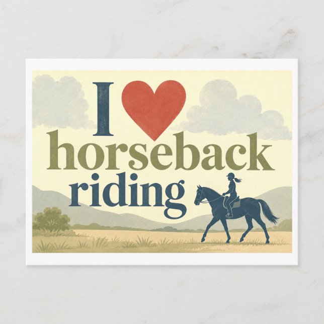 "I [Heart] Horseback Riding" Postcard (Front)
