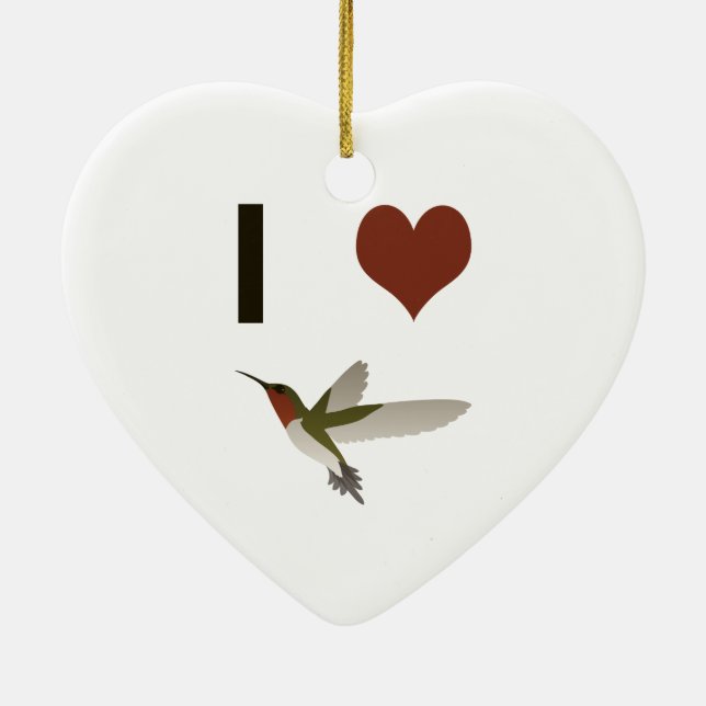 I heart Hummingbirds Ceramic Tree Decoration (Back)