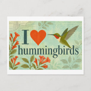 "I [Heart] Hummingbirds" Postcard