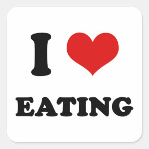 I Heart I Love Eating Square Sticker