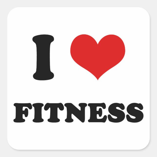 I Heart I Love Fitness Square Sticker (Front)