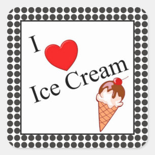 I Heart Ice Cream Square Sticker