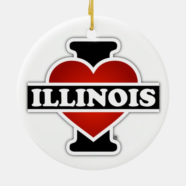 I Heart Illinois Ceramic Tree Decoration (Back)
