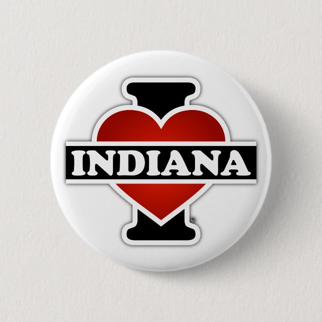 I Heart Indiana 6 Cm Round Badge (Front)