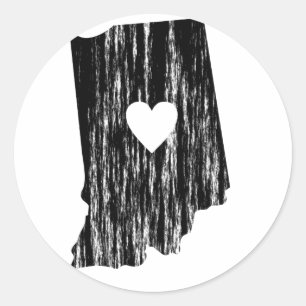 I Heart Indiana Grunge Worn Outline State Love Classic Round Sticker