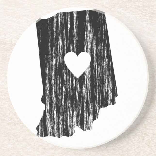 I Heart Indiana Grunge Worn Outline State Love Coaster (Front)