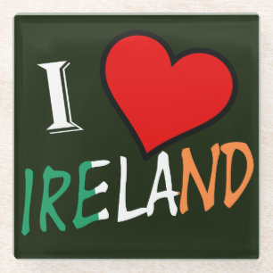 I Heart Ireland overlay coastercn Glass Coaster