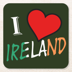 I Heart Ireland overlay coastert Square Paper Coaster