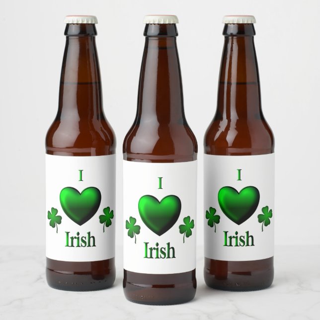 I Heart Irish Beer Bottle Label (Bottles)