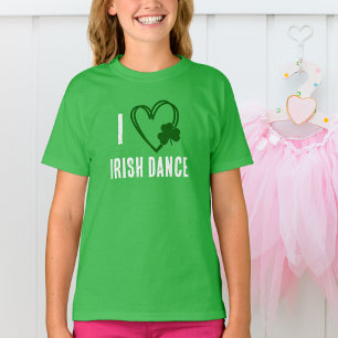 I Heart Irish Dance - Green Heart with Shamrock T-Shirt