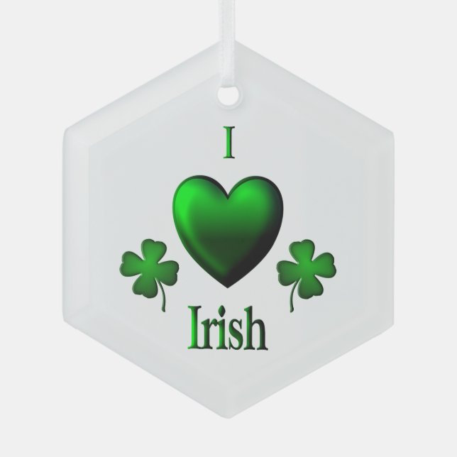 I Heart Irish Glass Tree Decoration (Front)