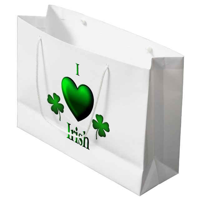 I Heart Irish Large Gift Bag (Front Angled)