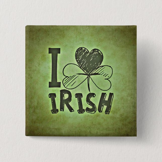 I Heart Irish Shamrock St. Patrick's Day 15 Cm Square Badge (Front)