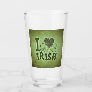 I Heart Irish Shamrock St Patricks Day Beer Pint Glass