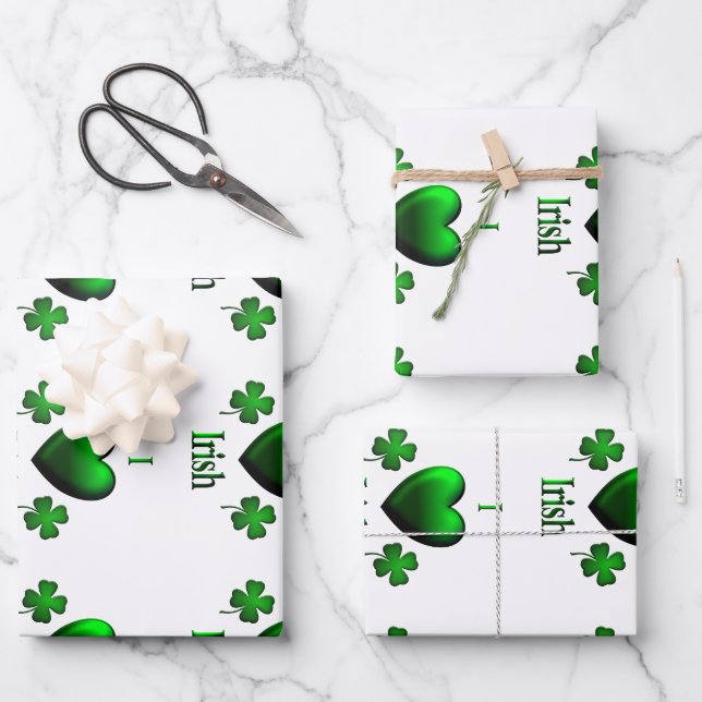 I Heart Irish Wrapping Paper Sheet (Front)