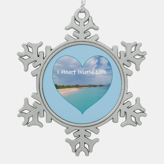 I Heart Island Life  Ceramic Ornament (Front)