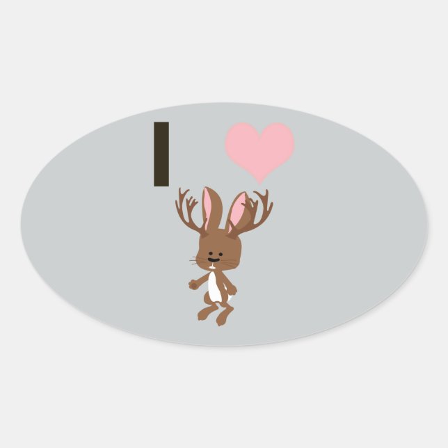 I heart Jackalope Oval Sticker (Front)