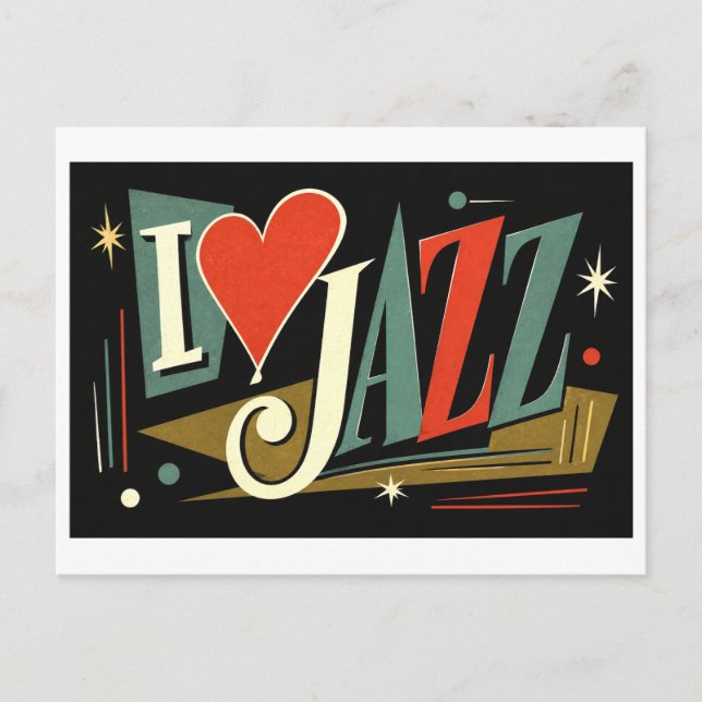 "I [Heart] Jazz" Postcard (Front)