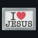 I heart Jesus Rectangular Belt Buckle<br><div class="desc">I love Jesus or i heart jesus</div>