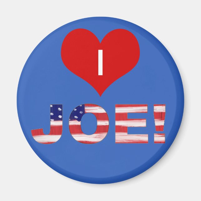 I Heart JOE! On Blue With Flag Magnet (Front)